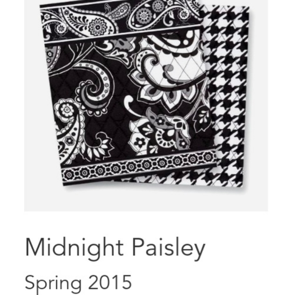 Vera Bradley Midnight Paisley print turn lock wallet black and white - Picture 6 of 9